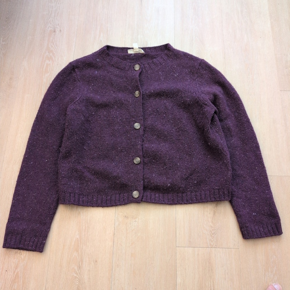 Seasalt Cornwall Dawson Pick Cardigan Purple Merino Wool Sweater US 14 WM37389